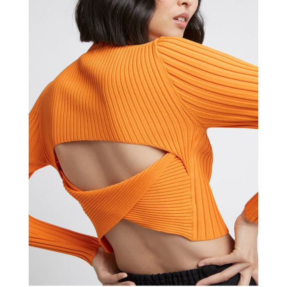 Aje 'Edner' Gold Cropped Knit Open Back Top Size XS - Picture 1 of 5